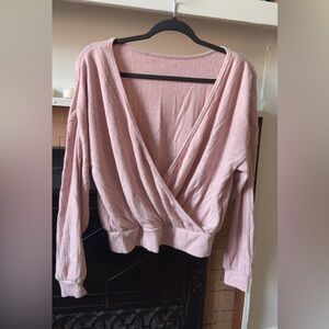 OGL Ribbed Wrap-Style Knit Top